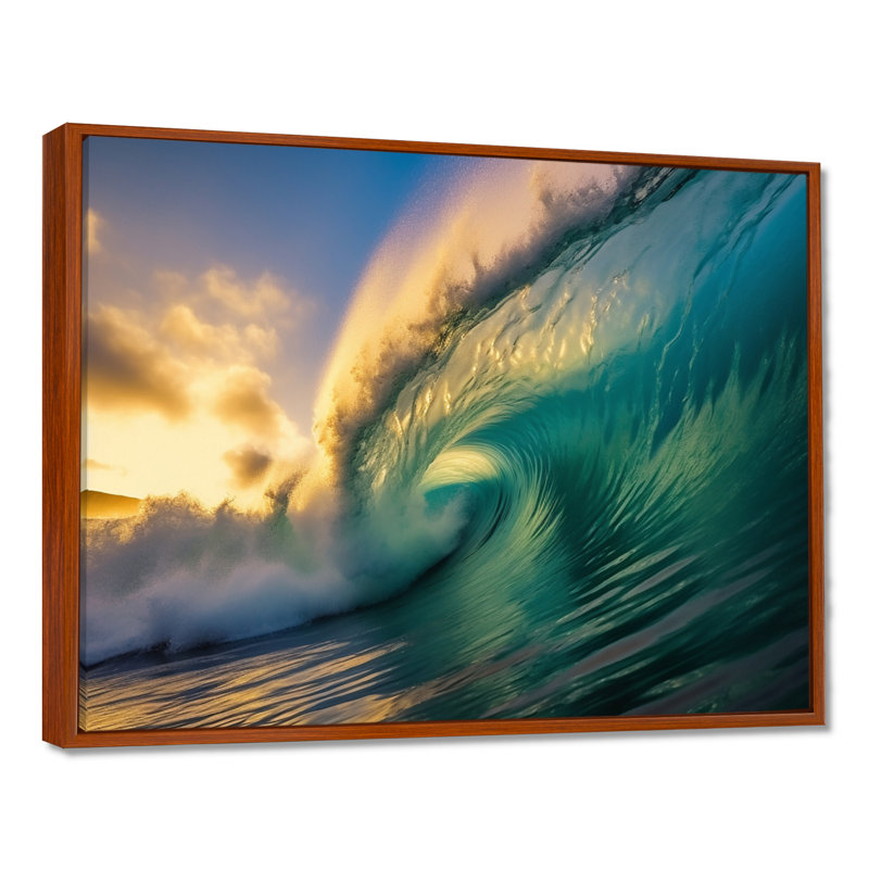 Hawaiian Waves Surf Dream II, reproduction d'art sur toile, H 24 po x l 32 po x P 1 po, Cadre flottant brun