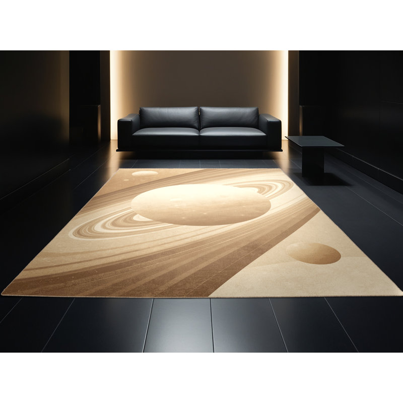 Tapis dégradé beige élégant et délavé à la machine Oryry, 7 x 9
