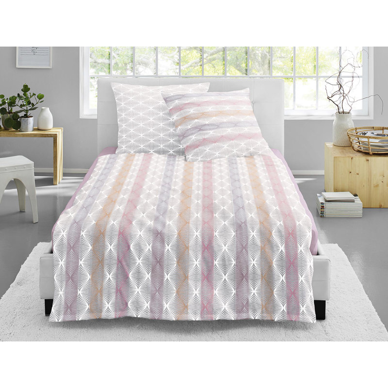 Luna Jersey Duvet Cover Set, 135 x 200cm Duvet Cover + 1 Pillowcase , Pink