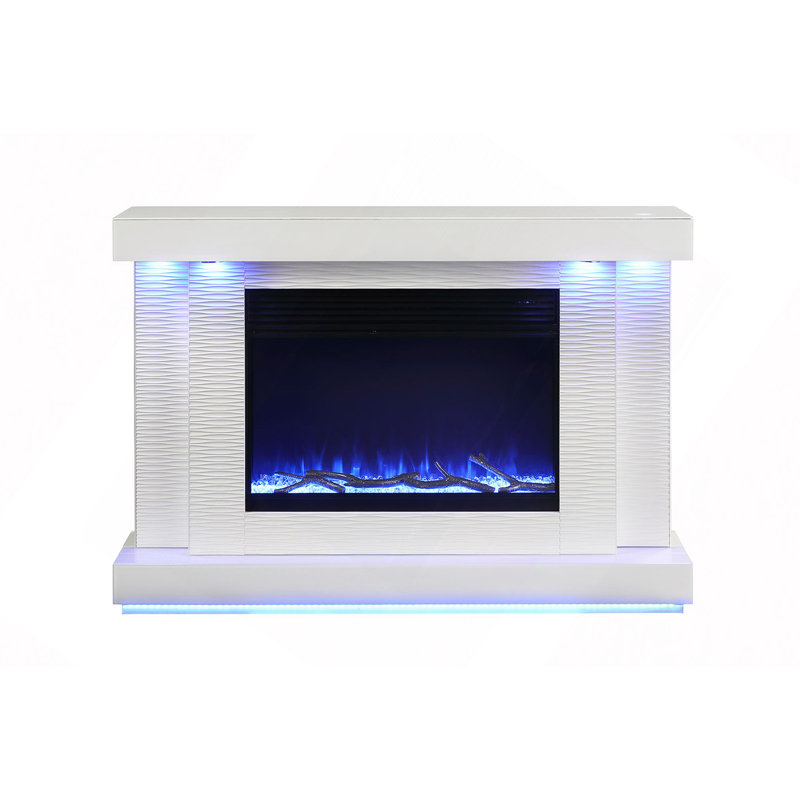 Meuble télé de style contemporain avec foyer électrique à 3 niveaux de réglage de la température dans le salon principal