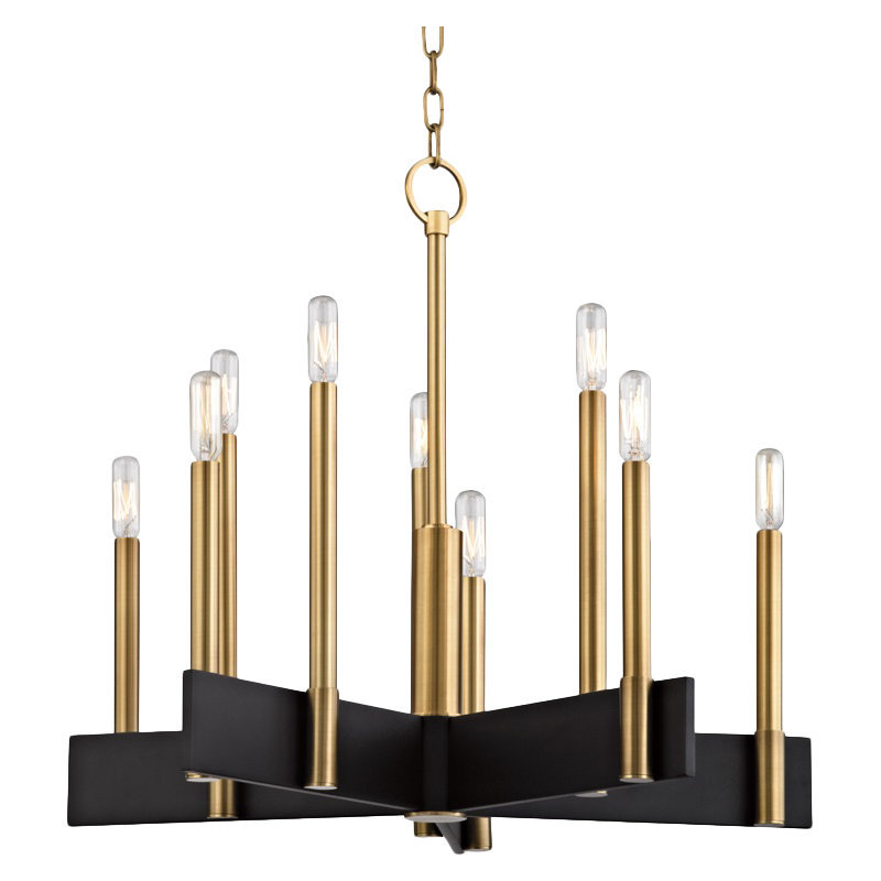 Abrams 10 - Light Chandelier, Aged Brass