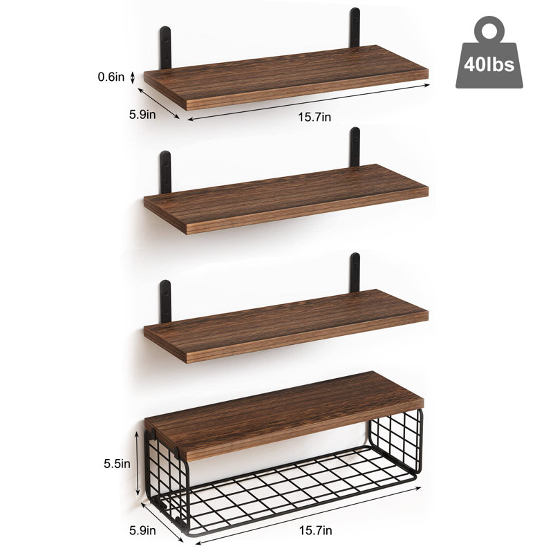 Floating Shelf, Dark Brown/Black