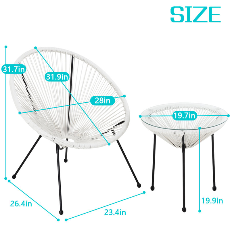 Arciniega Long Patio Bistro Sets, White