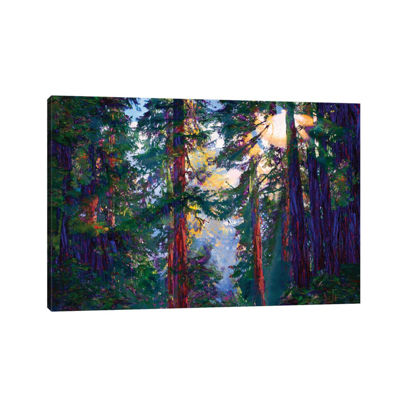 Sunlight Through Trees - Wrapped Canvas Painting, 20.32 cm H x 30.48 cm W
