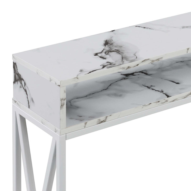 Ariyana 47.25'' Console Table, White Faux Marble Top/White Base