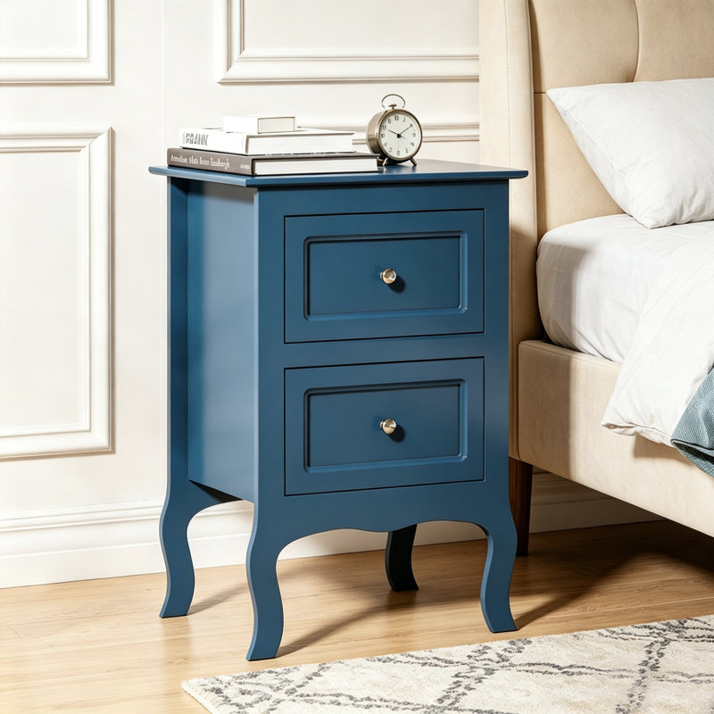 Armoire de rangement 2 tiroirs Authement (ensemble de 2), Individuel, Bleu foncé