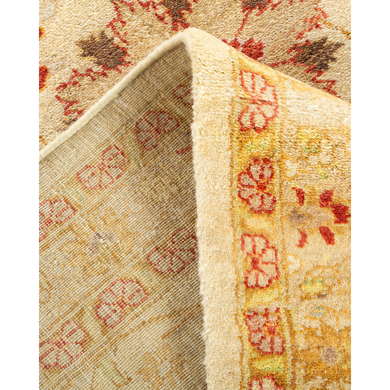 Tapis ivoire traditionnel noué à la main de conception unique 8 pi 1 po x 10 pi 8 po Keller