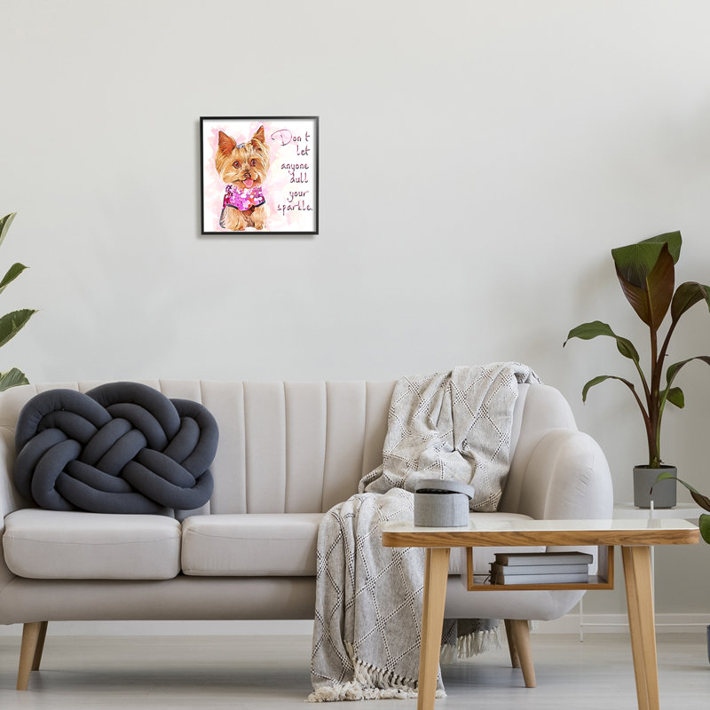 «Don't Let Anyone Dull Your Sparkle Yorkie» - impression, Giclée encadrée noir minuit, H 12 po x l 12 po x P 1,5 po