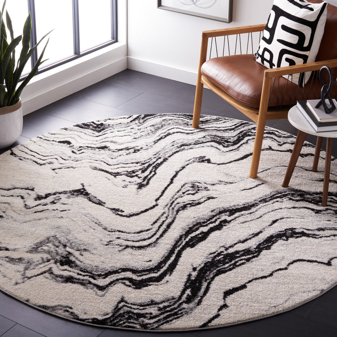 BuckHill 274 Area Rug In Ivory / Black Wade Logan® Rug 