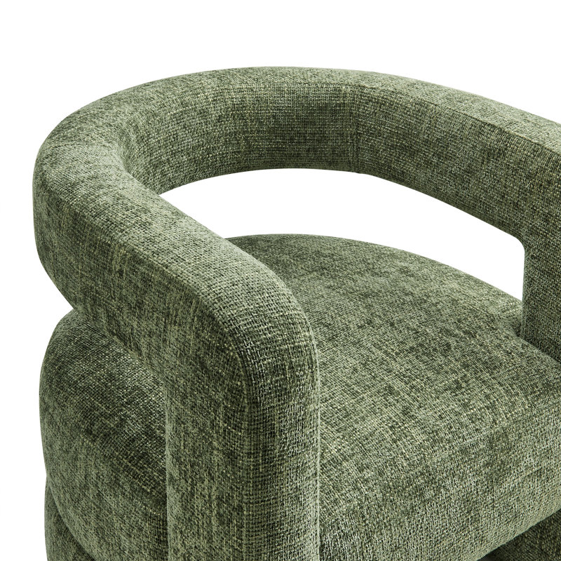 Jaylin Upholstered Chenille Accent Chair In Basil, Basil Fabric