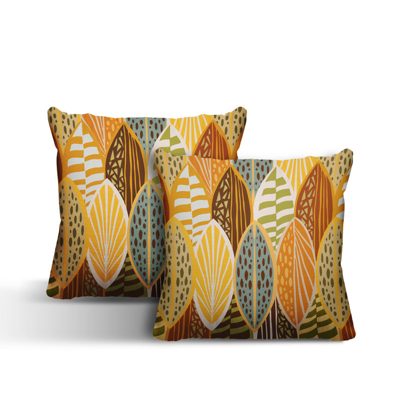 Abstract Outdoor Reversible Throw Pillow, 17" x 17", Orange