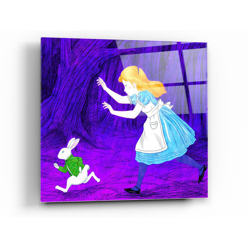 «Alice's and the Rabbit» par Sai Tamiya, art mural en verre acrylique, H 12 po x l 12 po x P 0,125 po