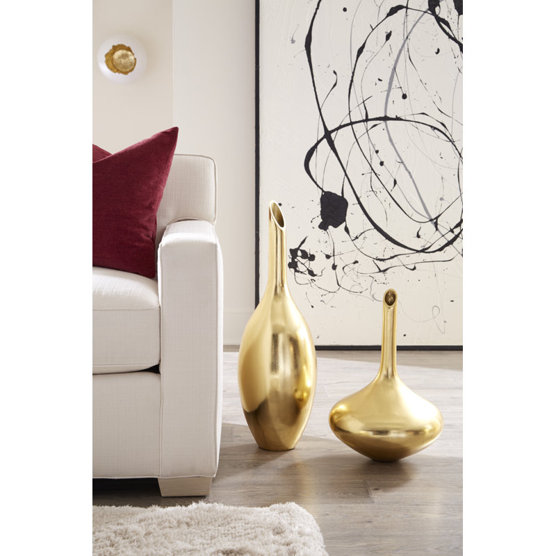 Laura 28" Resin Floor Vase, Gold Leaf