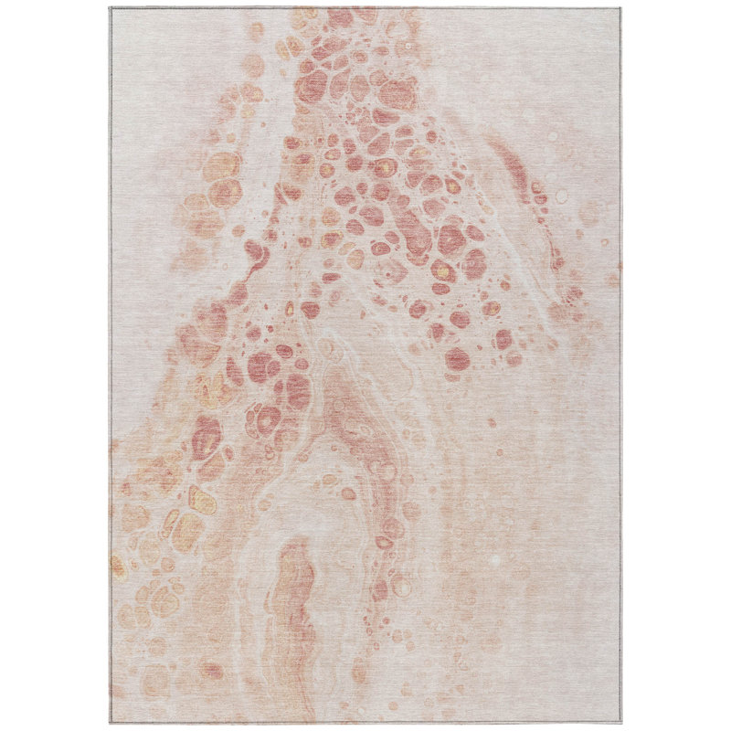 Machine Washable Indoor/Outdoor Xhevrie Salmon Rug, Rectangle 10' x 14'