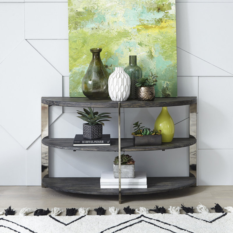 Console demi-lune avec 2 tablettes ouvertes