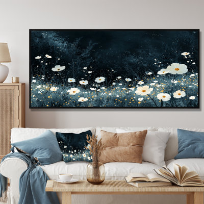 «Wolter White Wildflowers Mid Night Meadow», art mural fleurs sauvages