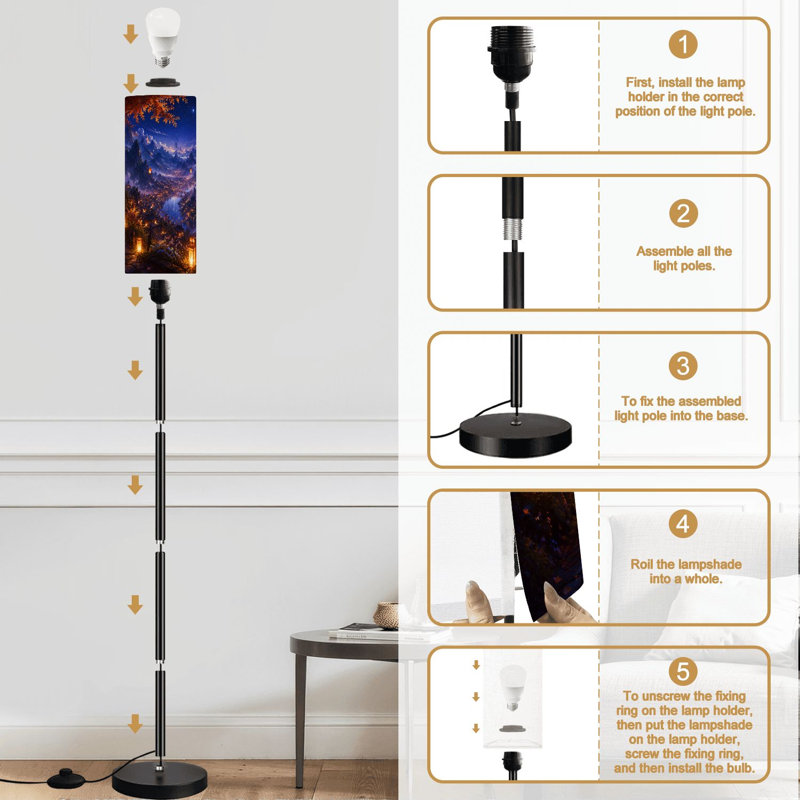 Lampe sur pied Dreamy Lantern Lit Valley Mountain Views Night