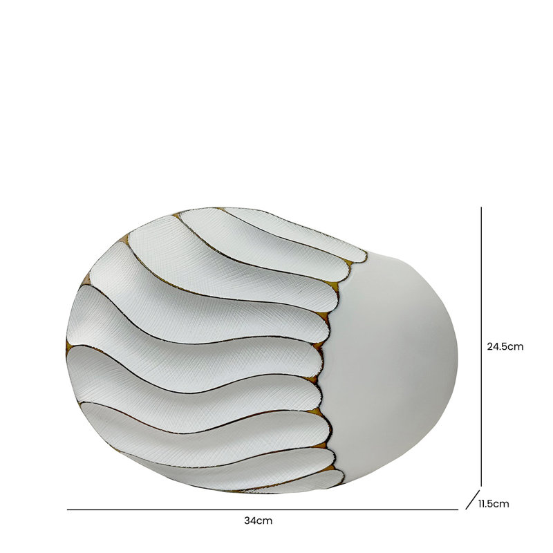 Sand Wave Design Polyresin Vase for the Living Room, Stylish Decorative Vase, White/Brown
