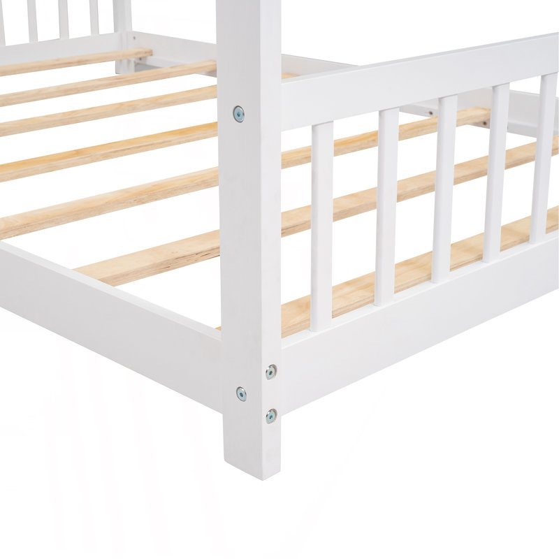 Lit double en bois pleine grandeur, blanc, Blanc, Lit double