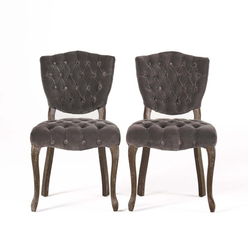 Elegant Tufted Back Dining Chair, Charcoal
