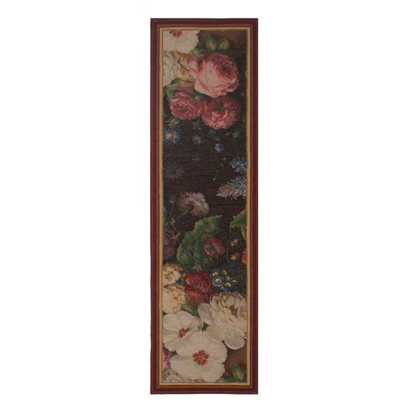 Dark Floral Cotton French Table Runner