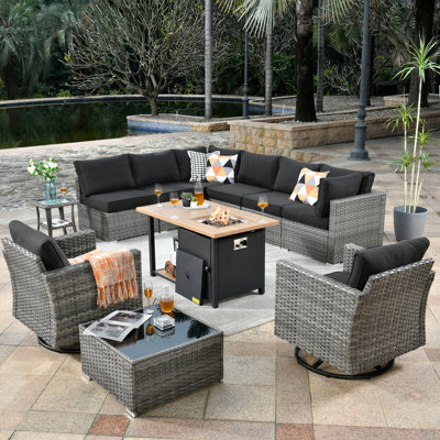 Znyah Wicker 8 - Person Modular Patio Conversation Set with Cushions