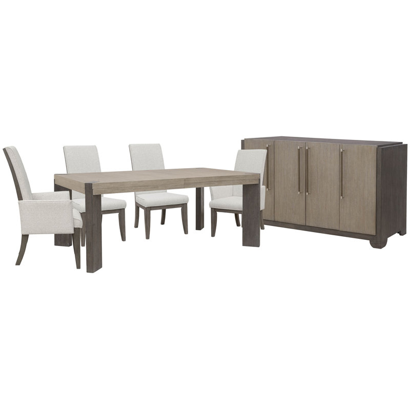 Table de salle à manger à pieds Inzillo avec 2 chaises d'appoint rembourrées et 2 chaises rembourrées