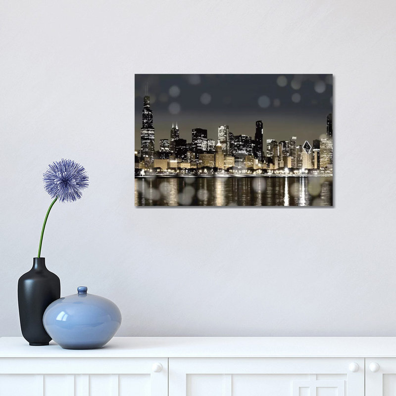 Chicago Nights I by Kate Carrigan - Print on Canvas, 66.04 cm H x 45.72 cm W, Black Floater Framed