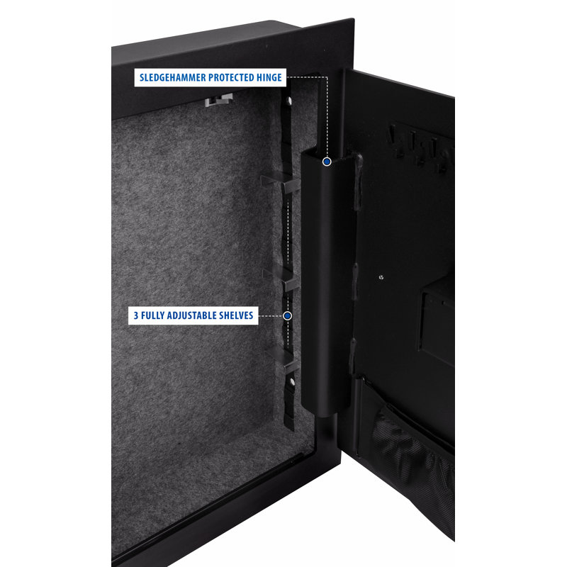 Black Steel Biometric In-Wall Safe with LED Light