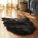 Tapis noir lavable en fausse fourrure simple - 2 pi x 3 pi