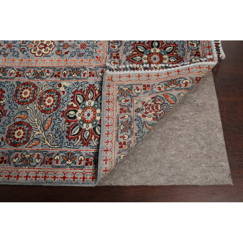Tapis zone en laine 9 pi 3 po x 9 pi 9 po "one-of-kind" noué la new age kazak
