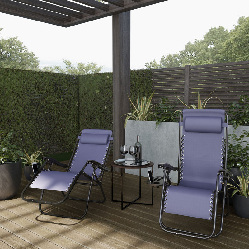 Cadisha 2-pieces Zero Gravity Chairs, Navy Blue