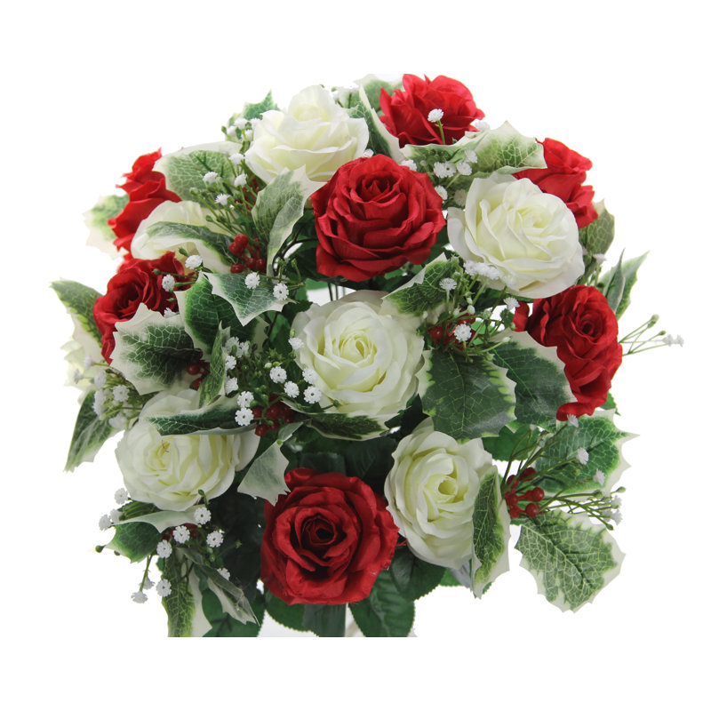 30 feuilles d’holly et pièce maîtresse mixte, Rouge / Crème