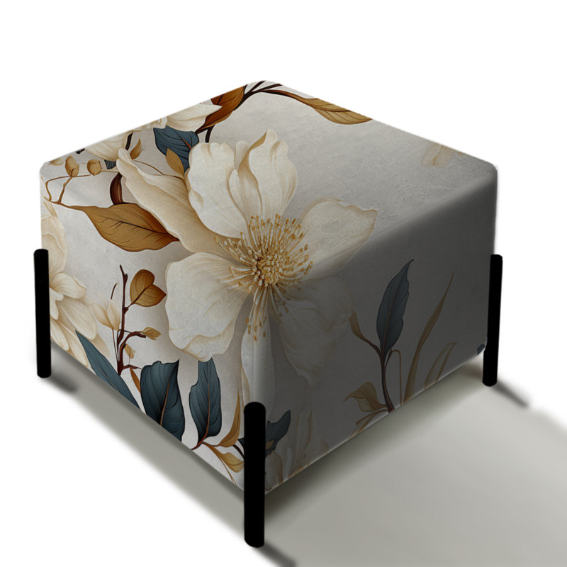 Botanicals - dentelle blanche - repose-pieds carré floral