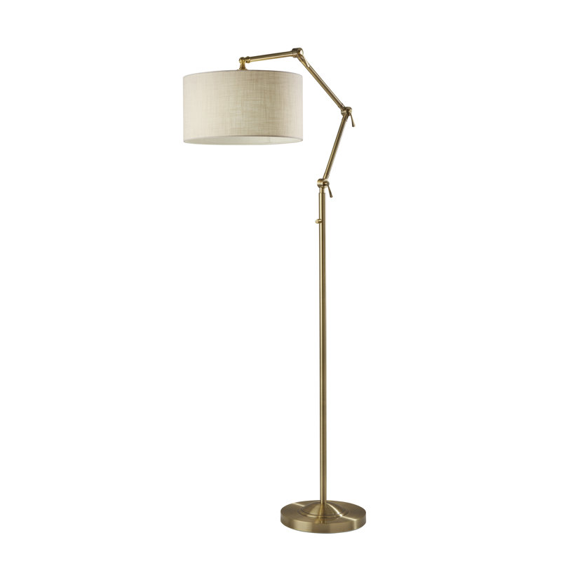 Lampe sur pied à bras articulé 77 po Perolio Schutt, Laiton