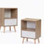 Ensemble de 2 tables de chevet en bois de style Mid-Century, canapé-lit avec tiroir et tablette, table de bout moderne pour le salon, la chambre et le bureau