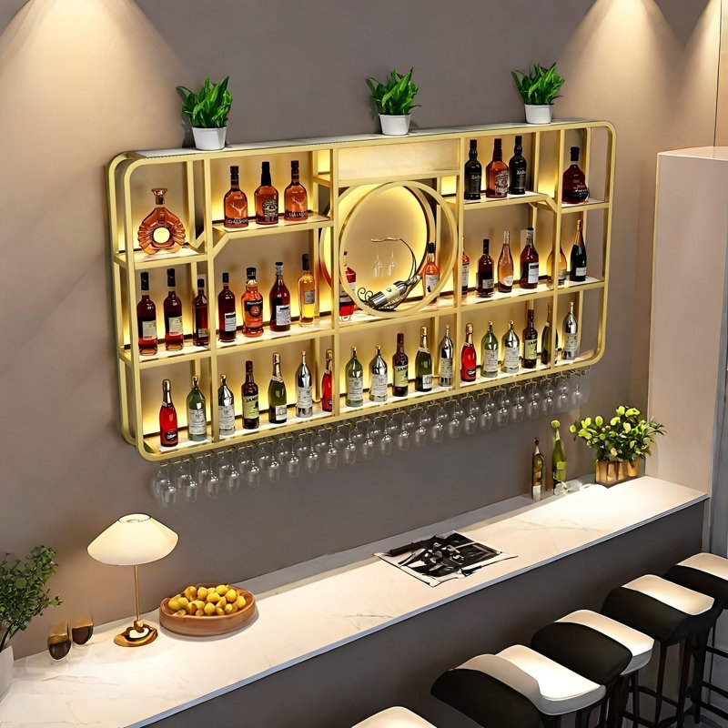 Creative Circle Wine Rack, Gold, 47.2" H x 94.4" W x 7.8" D