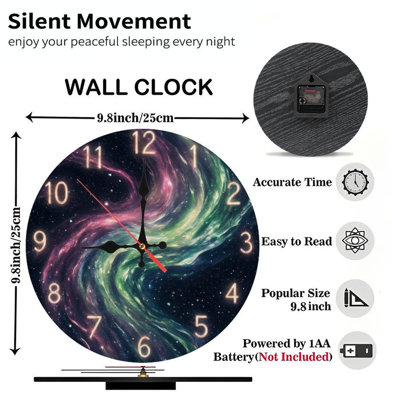 Horloge galaxie avec chiffres lumineux