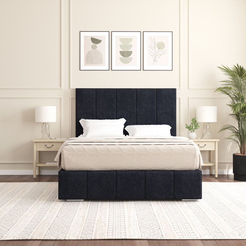 Edelmann Upholstered Bed, Single (3'), Black