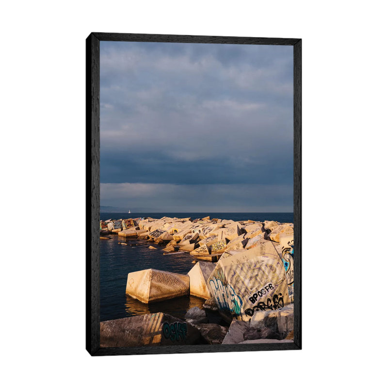 Barcelona Coast IV by Bethany Young - Print on Canvas, 101.6cm H x 66.04cm W x 3.81cm D, Black Framed