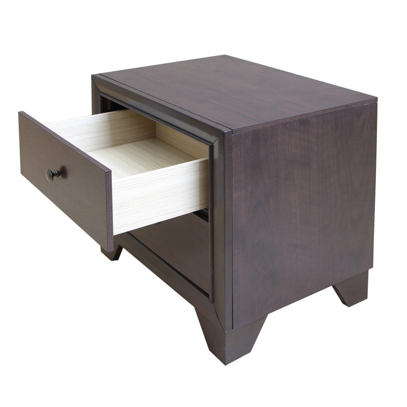 Finition de la table de chevet avec 2 tiroirs durables et table de chevet à cadre en bois massif, glissière en métal robuste