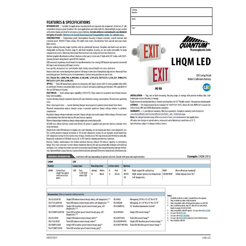 Green LED Thermoplastic Emergency Exit Sign and Lamp Combo