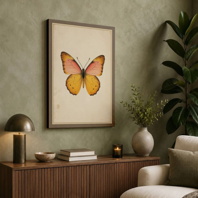 Centered Butterfly Botanical - Wrapped Canvas