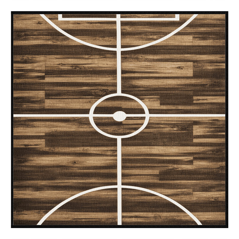 Washable Handball Court Sports Area Rug, Square 6'