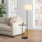 Prentiss 61'' Black Tray Table Floor Lamp