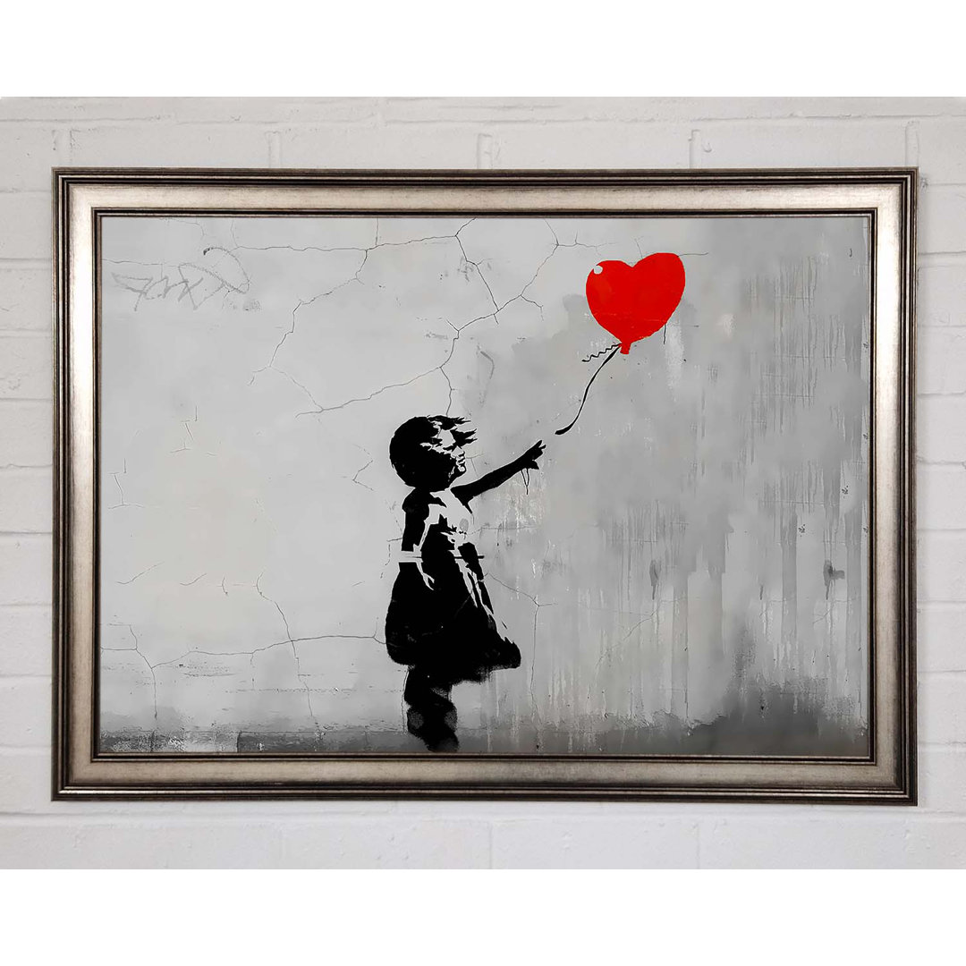 Love Heart Balloon Grey - Einzelner Bilderrahmen Kunstdrucke