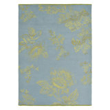 Hand Tufted Floral Area Rug in Blue/Gold
