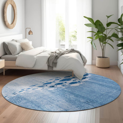Premium Machine Washable Cerrito Blue Rug