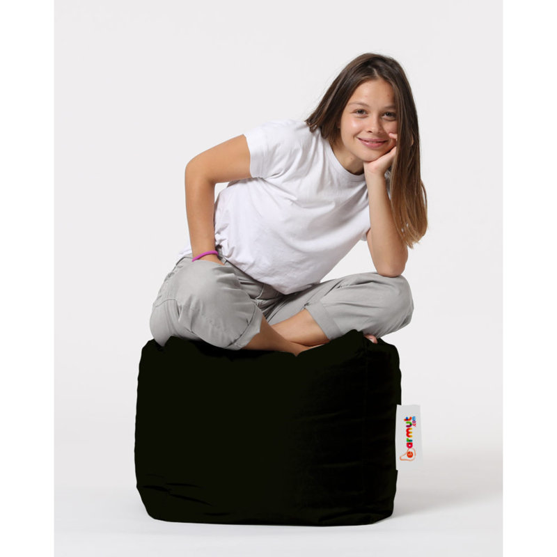 Élégant pouf de jardin noir de 17,7 po x 17,7 po x 17,7 po | 100% polyester imperméable avec rembourrage en styromousse de perles d'origine | Système de fermeture à glissière cachée, conception moderne pour le divertissement et la détente en plein air