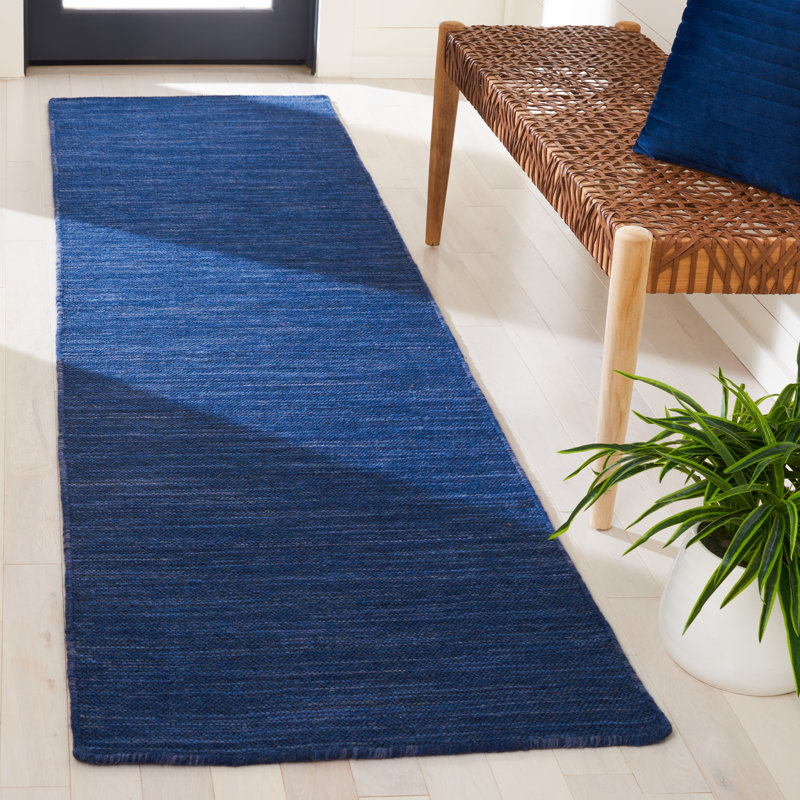 Tapis de couleur unie en laine tissé à la main Fitzpatrick, Tapis de couloir 2 pi 3 po x 9 pi